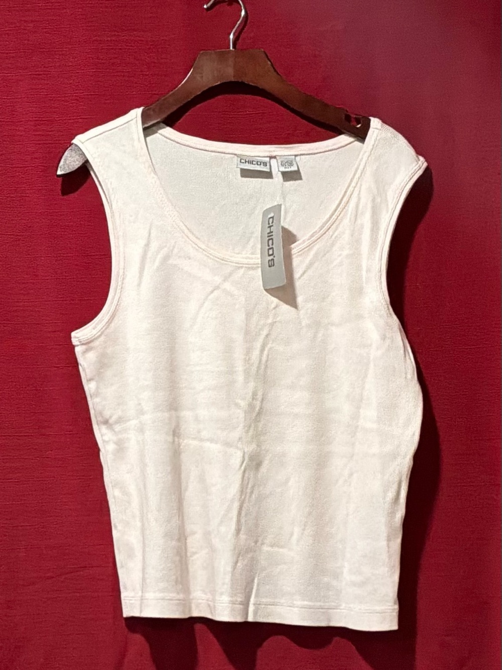 Chico's Cream Scoop Neck Tank Top size 3
